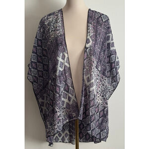 Women's Truth NYC Purple & White Patterned Tunic Top Size M